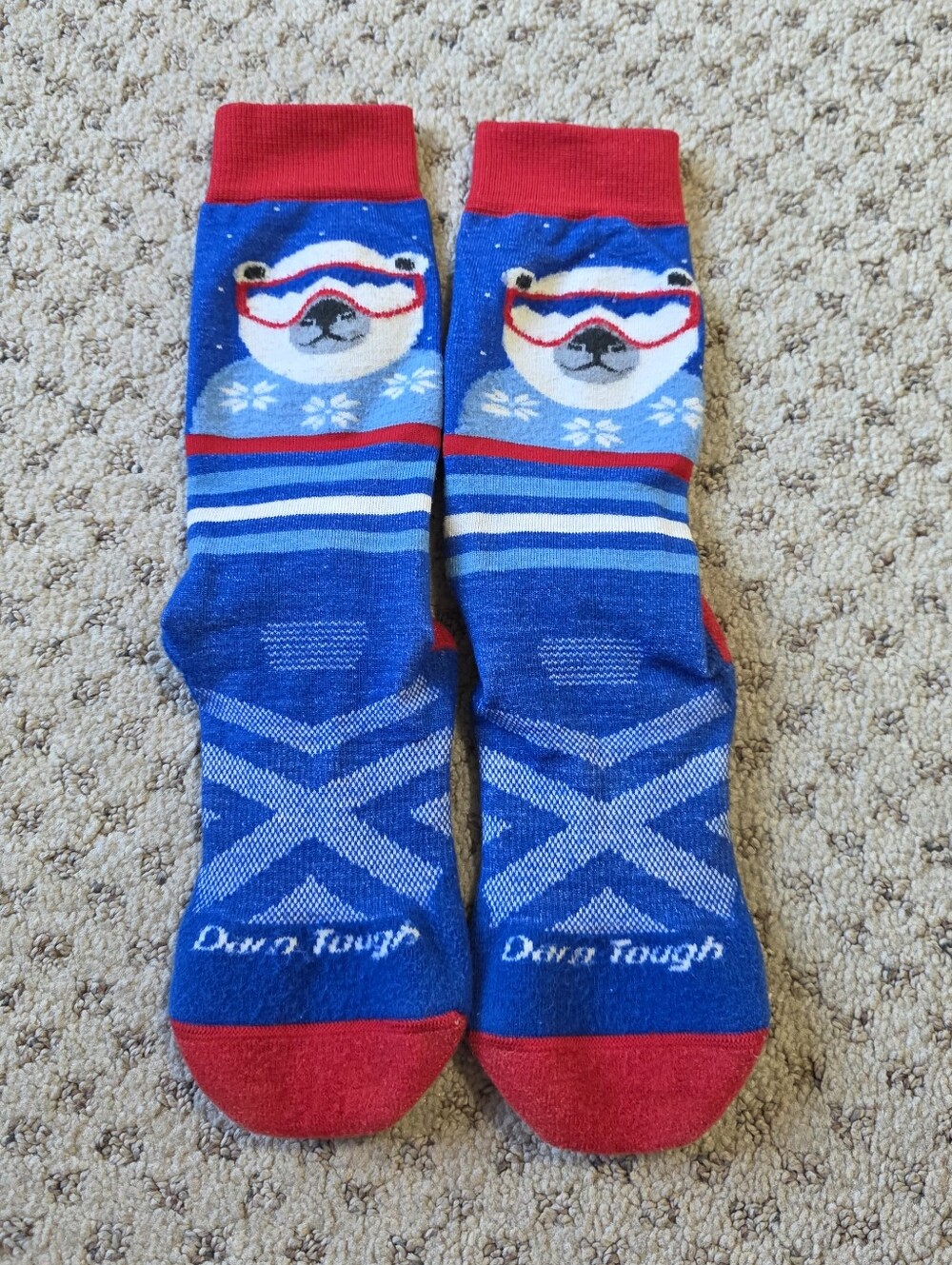 Darn Tough Unisex Blue Polar Bear Crew Socks